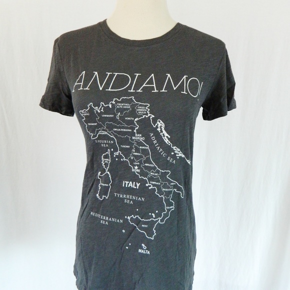 J Crew Italy Map Andiamo Travel Collectors Tee XS - Picture 3 of 8